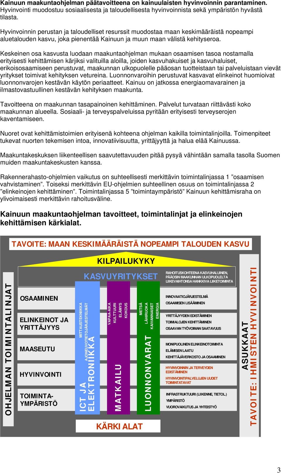 Keskeinen osa kasvusta luodaan maakuntaohjelman mukaan osaamisen tasoa nostamalla erityisesti kehittämisen kärjiksi valituilla aloilla, joiden kasvuhakuiset ja kasvuhaluiset, erikoisosaamiseen