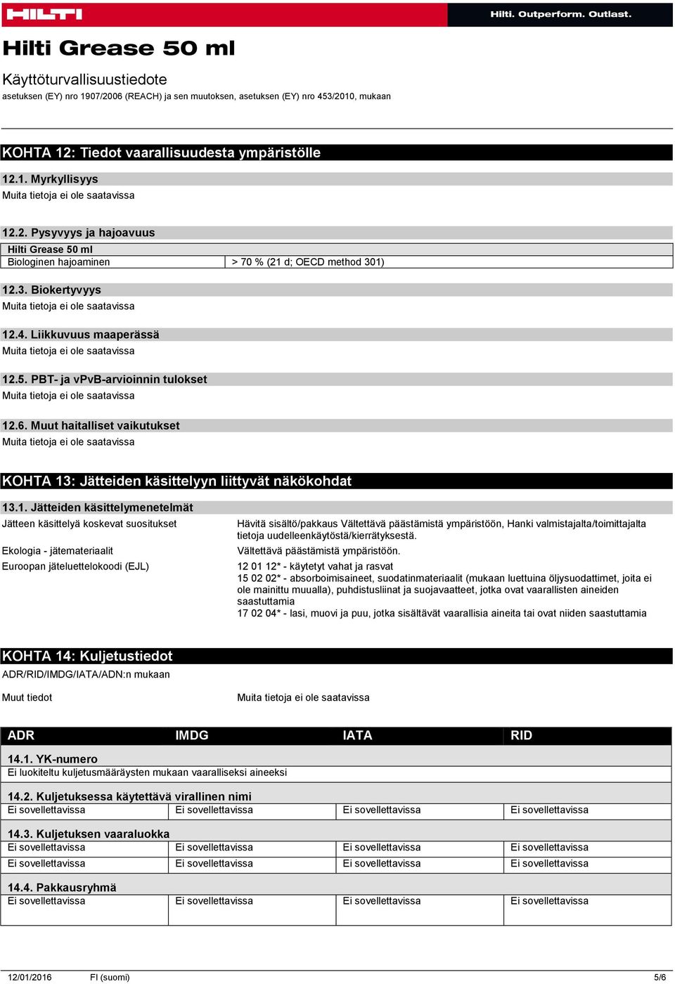 .5. PBT- ja vpvb-arvioinnin tulokset 12