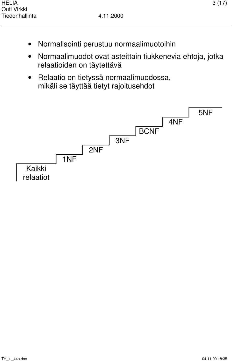 relaatioiden on täytettävä Relaatio on tietyssä