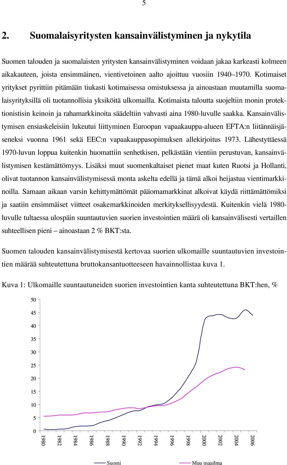 Kotimaista taloutta suojeltiin monin protektionistisin keinoin ja rahamarkkinoita säädeltiin vahvasti aina 1980-luvulle saakka.