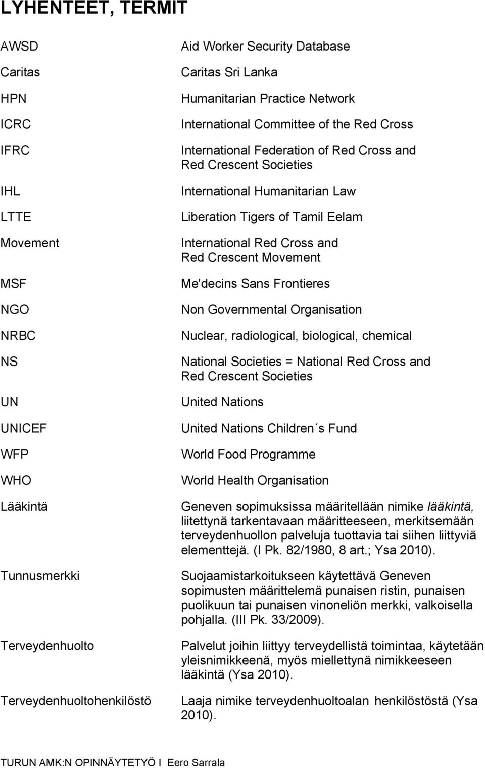 Tamil Eelam International Red Cross and Red Crescent Movement Me'decins Sans Frontieres Non Governmental Organisation Nuclear, radiological, biological, chemical National Societies = National Red