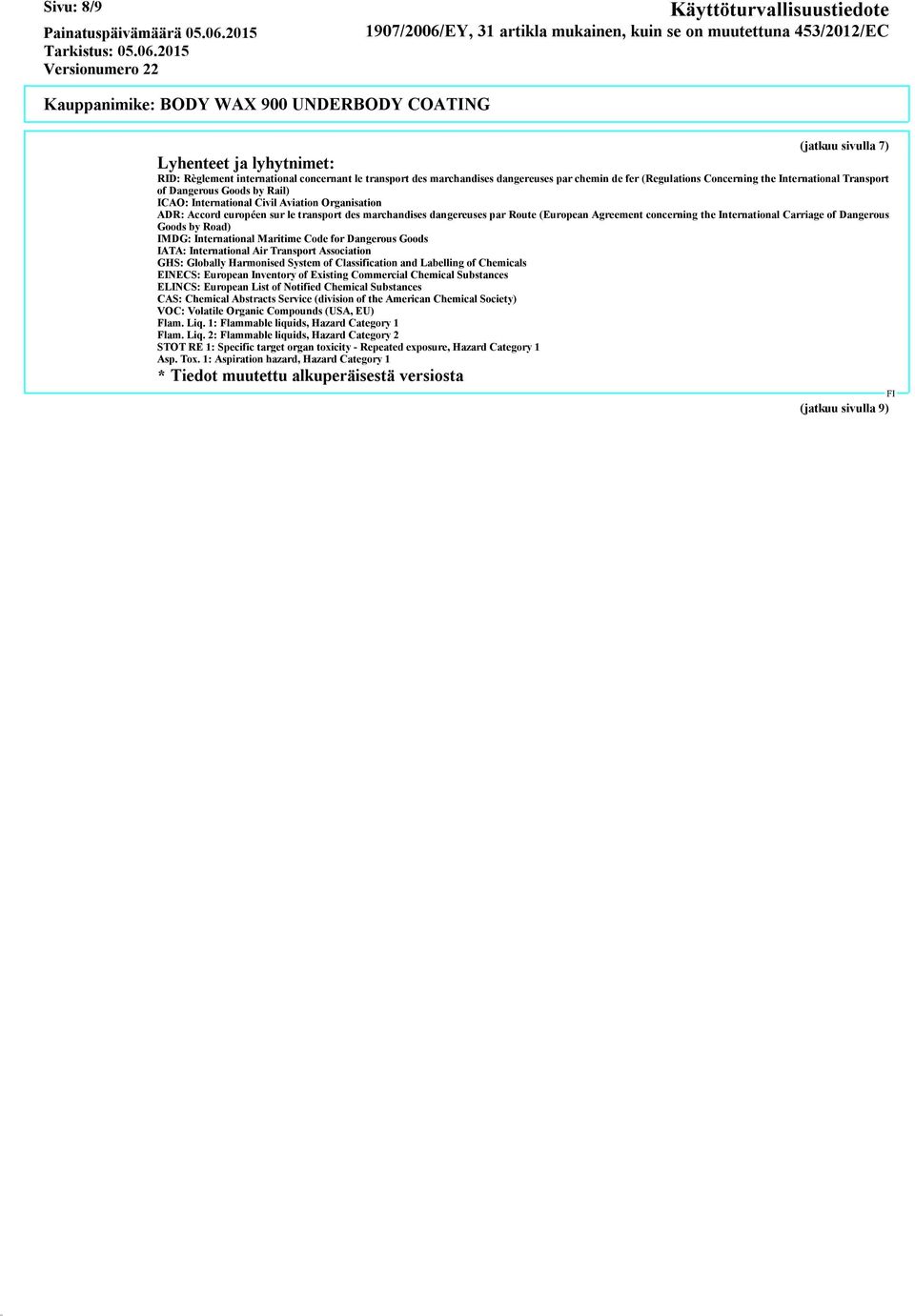 International Carriage of Dangerous Goods by Road) IMDG: International Maritime Code for Dangerous Goods IATA: International Air Transport Association GHS: Globally Harmonised System of