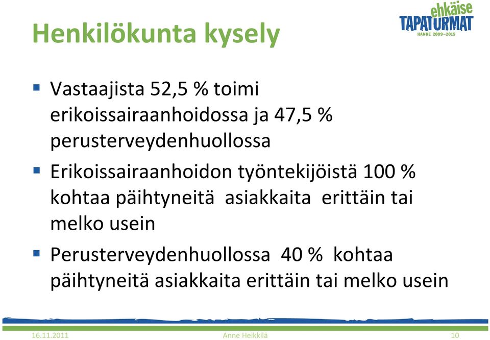 päihtyneitä asiakkaita erittäin tai melko usein Perusterveydenhuollossa