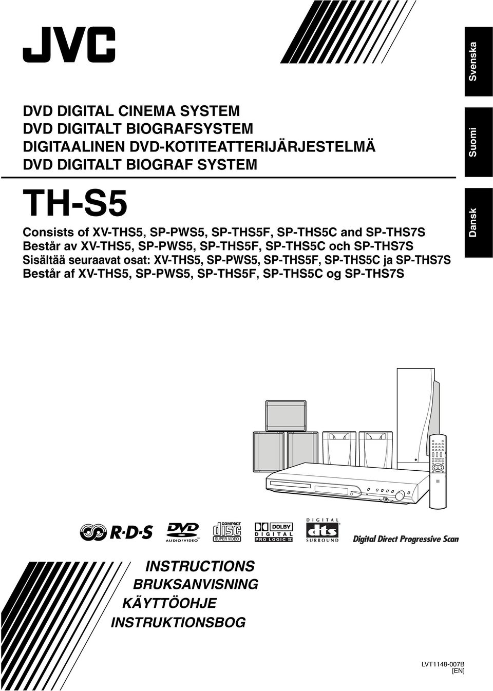 SP-THS5F, SP-THS5C och SP-THS7S Sisältää seuraavat osat: XV-THS5, SP-PWS5, SP-THS5F, SP-THS5C ja SP-THS7S Består af