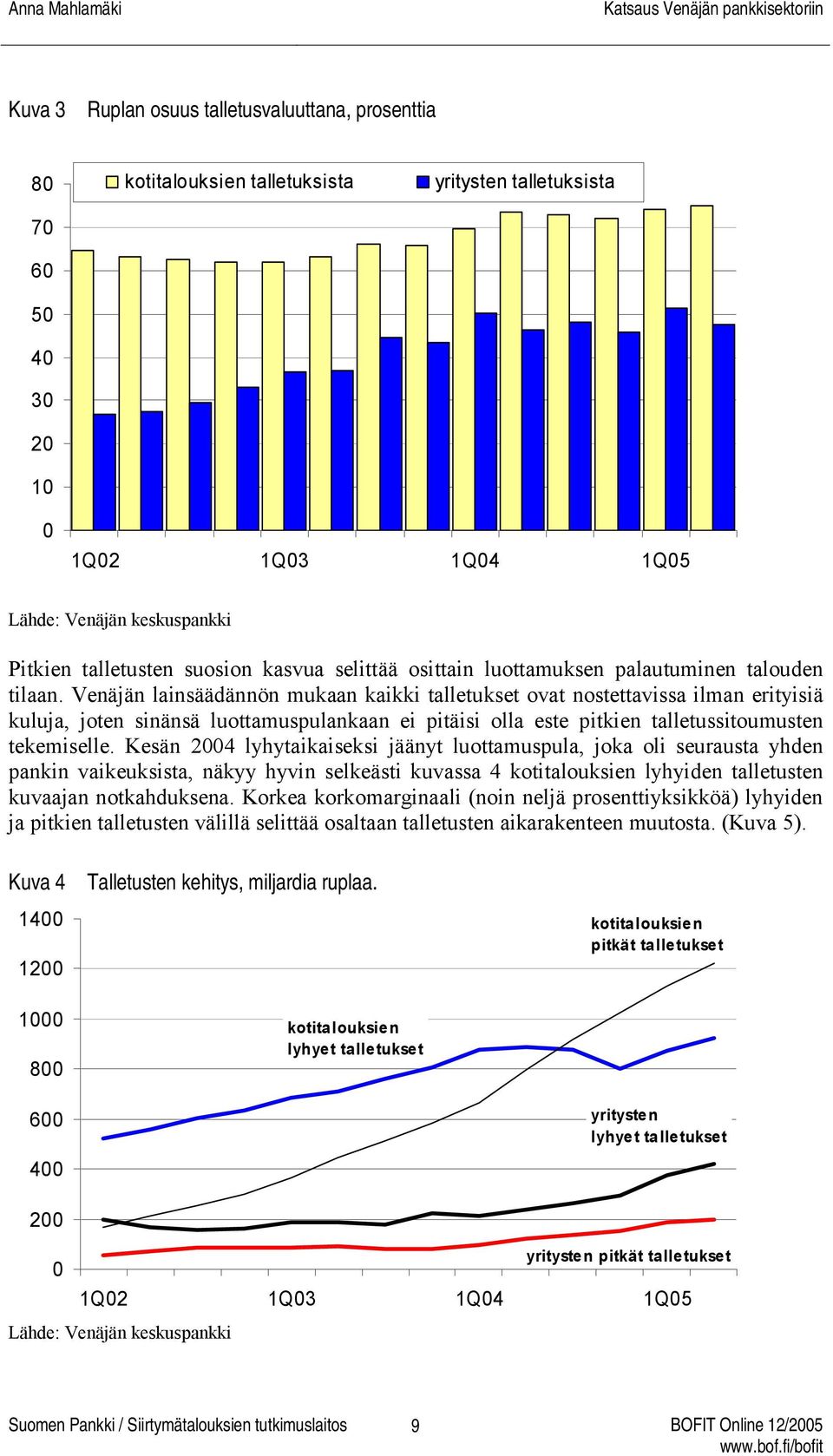 Venäjän lainsäädännön mukaan kaikki talletukset ovat nostettavissa ilman erityisiä kuluja, joten sinänsä luottamuspulankaan ei pitäisi olla este pitkien talletussitoumusten tekemiselle.