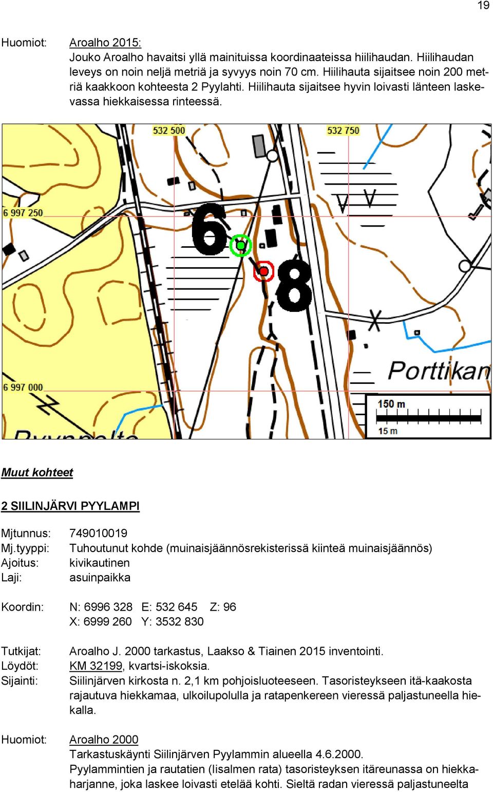 Muut kohteet 2 SIILINJÄRVI PYYLAMPI Mjtunnus: 749010019 Mj.