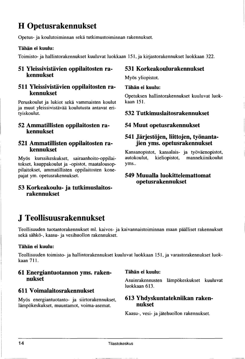 52 Ammatillisten oppilaitosten rakennukset 521 Ammatillisten oppilaitosten rakennukset Myös kurssikeskukset, sairaanhoito-oppilaitokset, kauppakoulut ja -opistot, maatalousoppilaitokset,