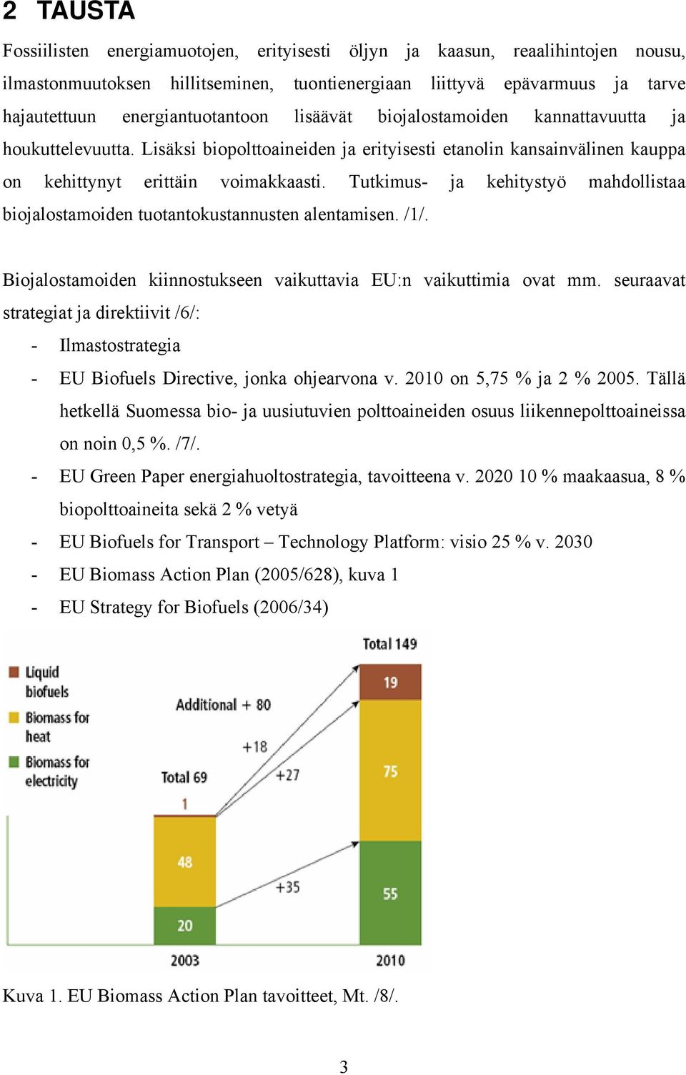 Tutkimus- ja kehitystyö mahdollistaa biojalostamoiden tuotantokustannusten alentamisen. /1/. Biojalostamoiden kiinnostukseen vaikuttavia EU:n vaikuttimia ovat mm.