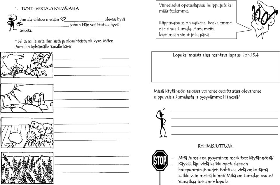 15:4 Missä käytännön asioissa voimme osoittautua olevamme riippuvaisia Jumalasta ja pysyvämme Hänessä?