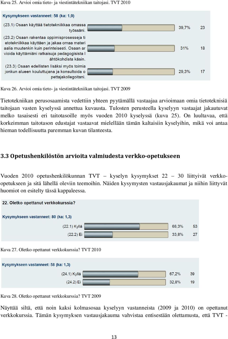 TVT 2009 Tietotekniikan perusosaamista vedettiin yhteen pyytämällä vastaajaa arvioimaan omia tietoteknisiä taitojaan vasten kyselyssä annettua kuvausta.