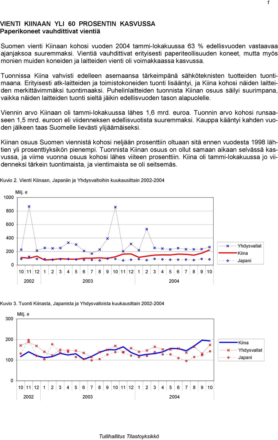 Tuonnissa Kiina vahvisti edelleen asemaansa tärkeimpänä sähköteknisten tuotteiden tuontimaana.