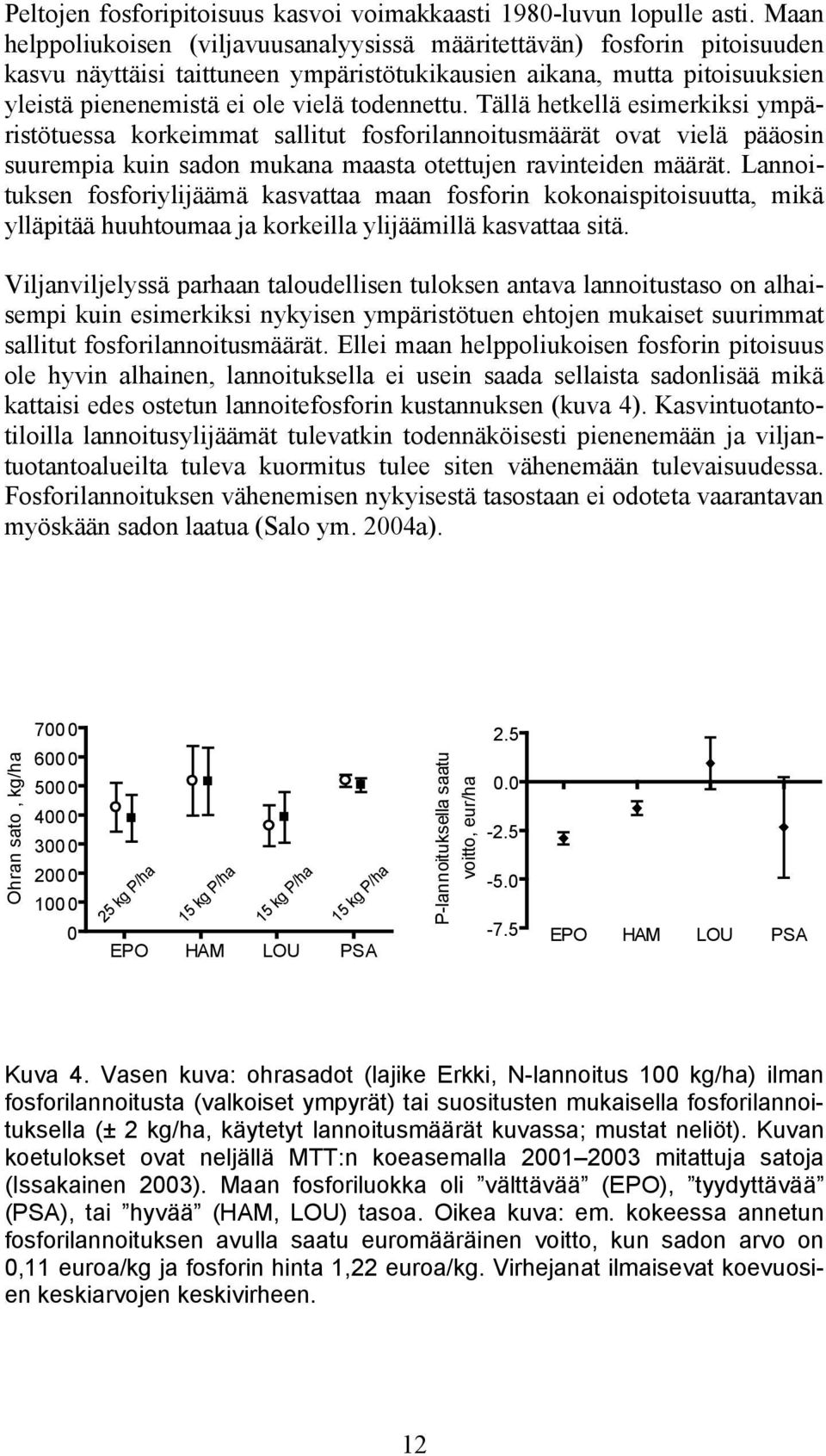 Tällä hetkellä esimerkiksi ympäristötuessa korkeimmat sallitut fosforilannoitusmäärät ovat vielä pääosin suurempia kuin sadon mukana maasta otettujen ravinteiden määrät.