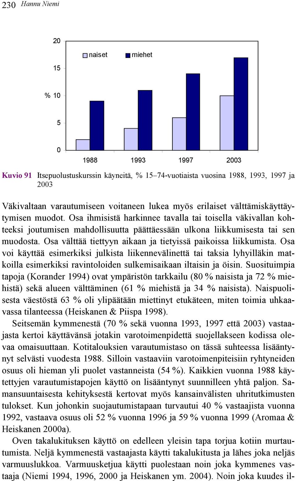 Osa välttää tiettyyn aikaan ja tietyissä paikoissa liikkumista.