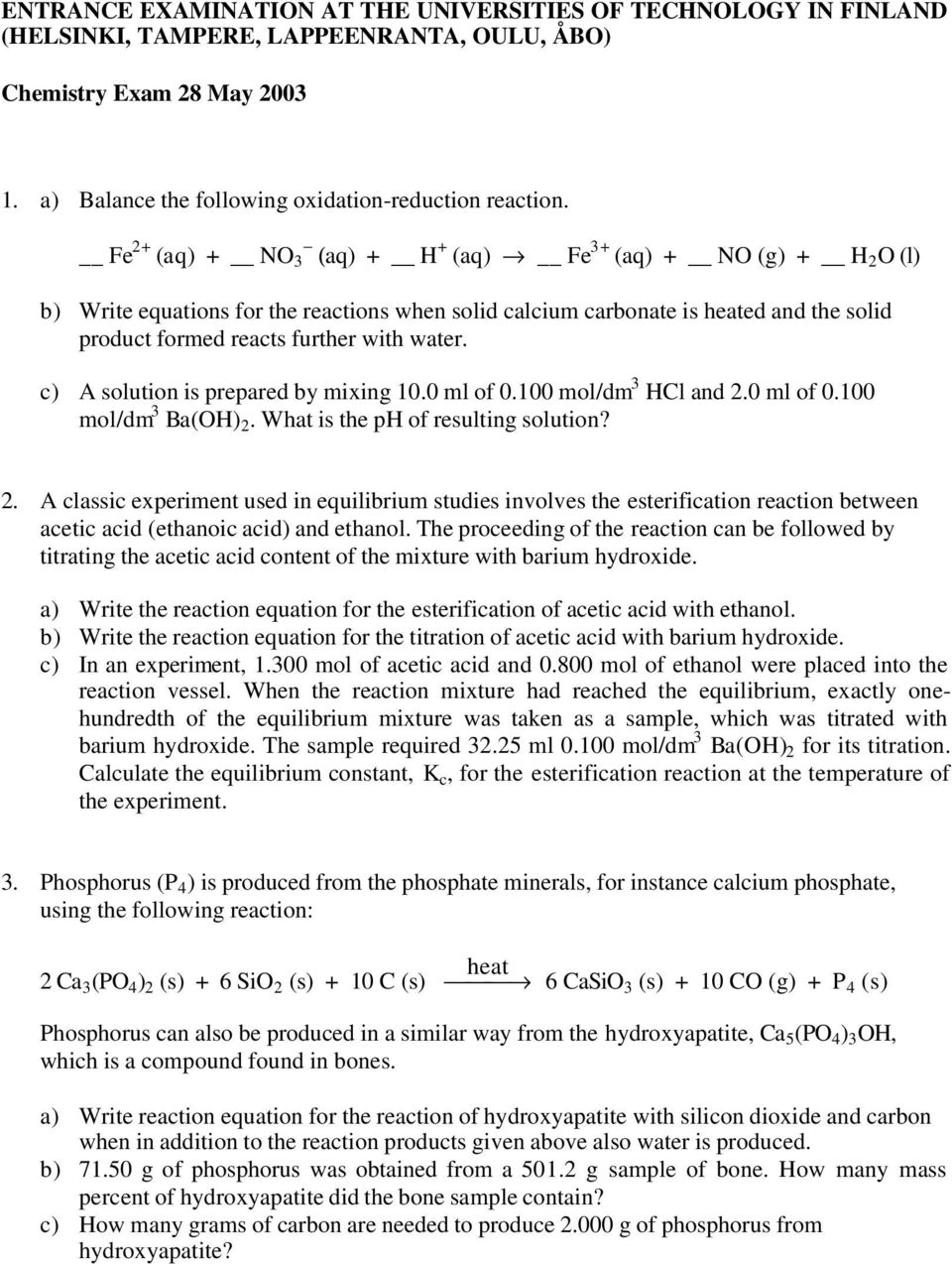 c) A solution is prepared by mixing 10.0 ml of 0.100 mol/dm Hl and 2.