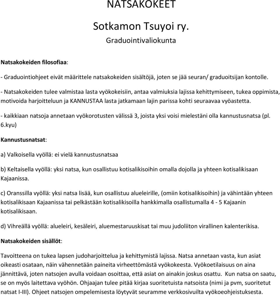 vyöastetta. - kaikkiaan natsoja annetaan vyökorotusten välissä 3, joista yksi voisi mielestäni olla kannustusnatsa (pl. 6.