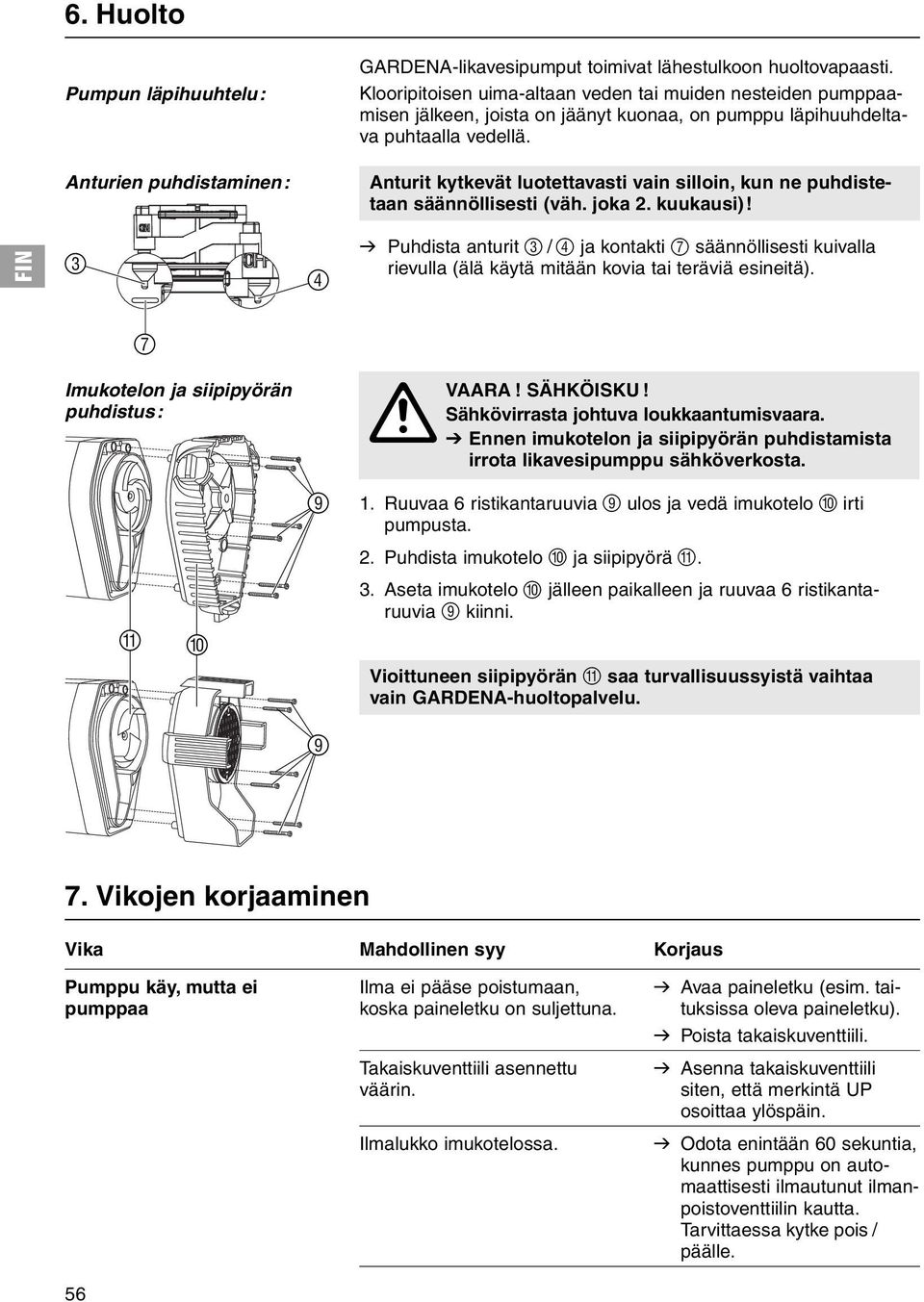 Anturien puhdistaminen: Anturit kytkevät luotettavasti vain silloin, kun ne puhdistetaan säännöllisesti (väh. joka 2. kuukausi)!