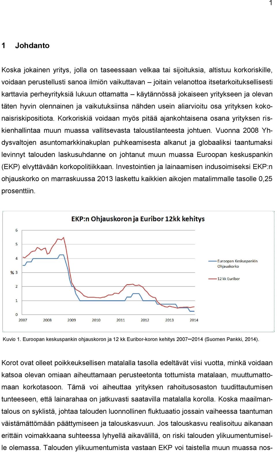 Korkoriskiä voidaan myös pitää ajankohtaisena osana yrityksen riskienhallintaa muun muassa vallitsevasta taloustilanteesta johtuen.