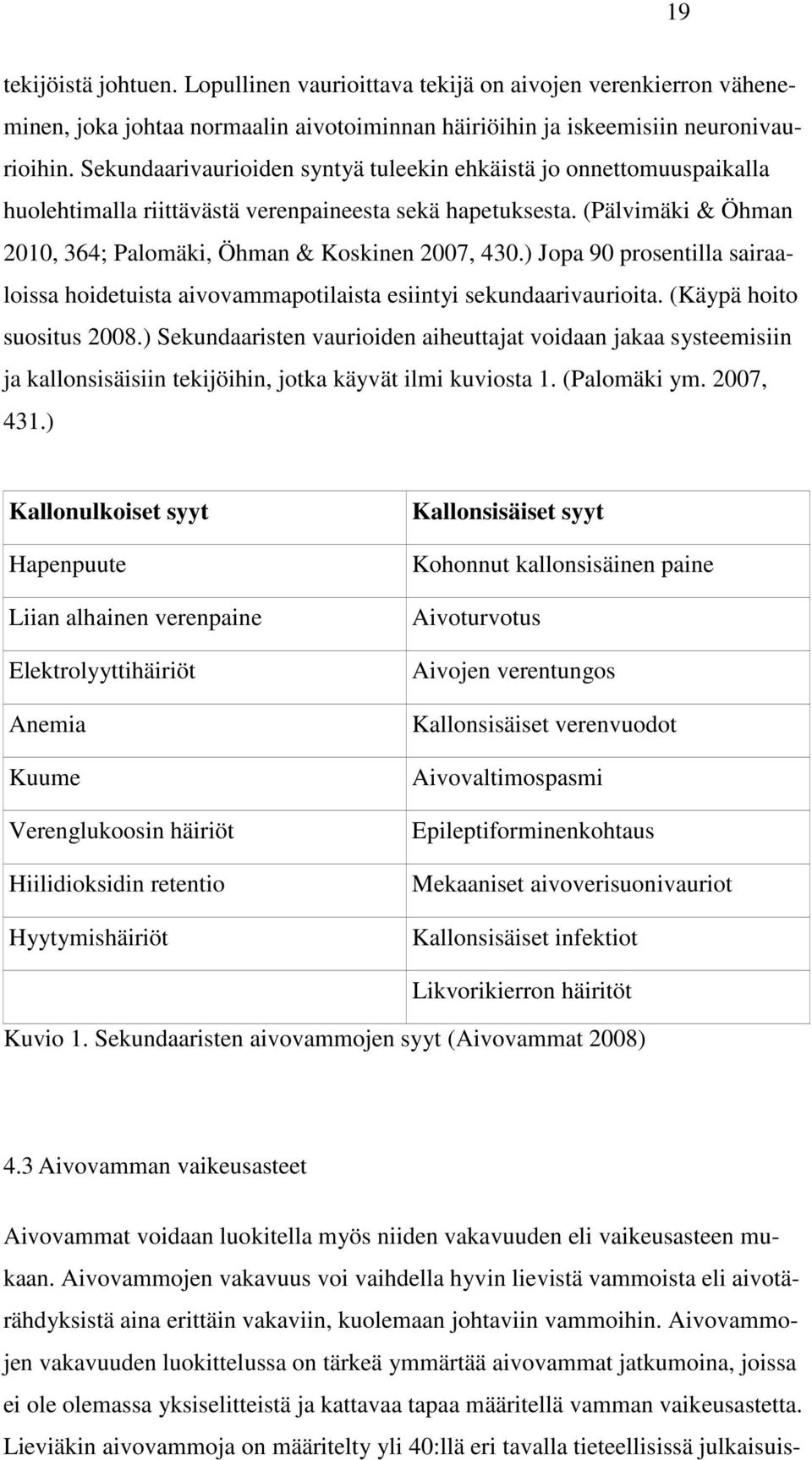 ) Jopa 90 prosentilla sairaaloissa hoidetuista aivovammapotilaista esiintyi sekundaarivaurioita. (Käypä hoito suositus 2008.