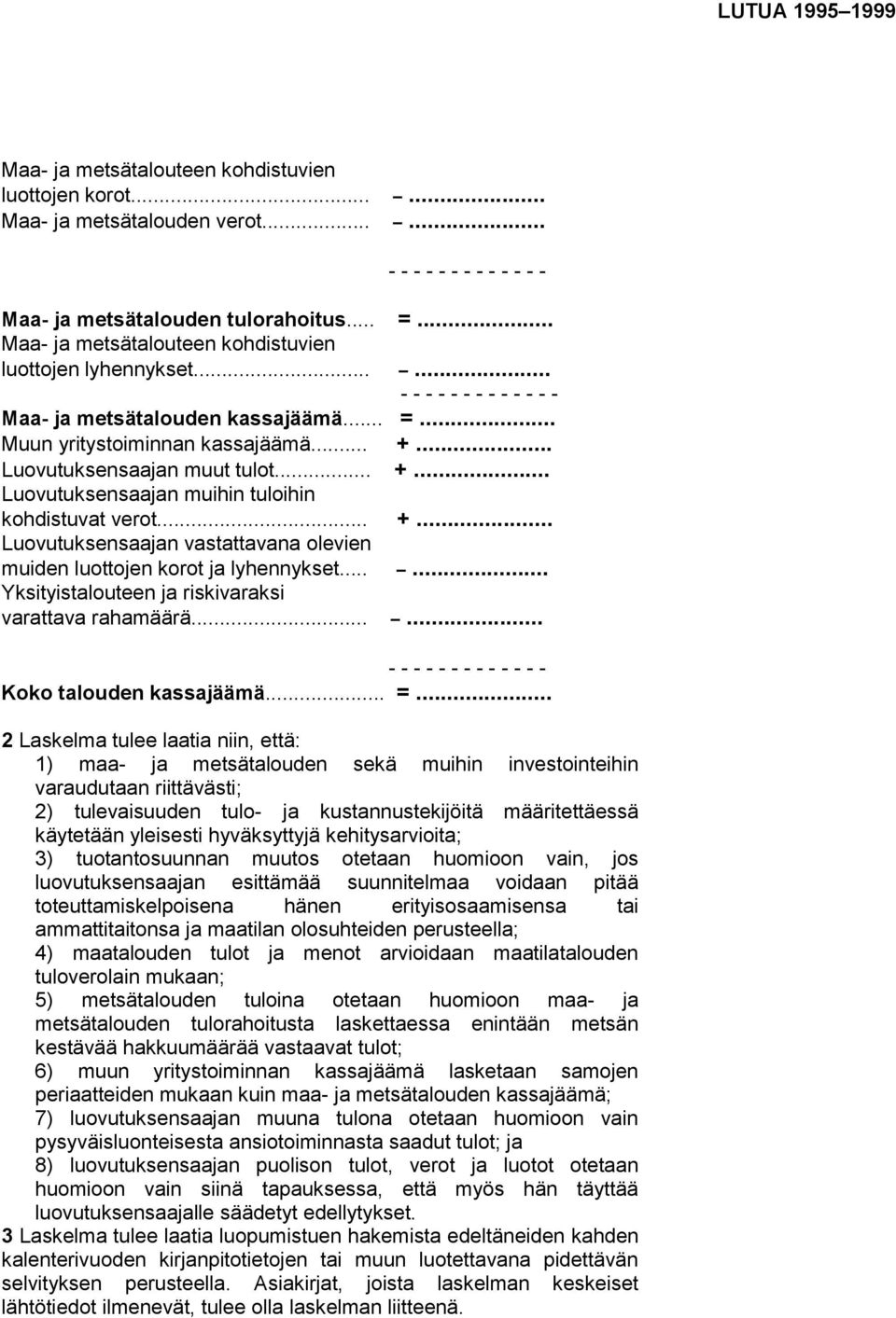 .. Luovutuksensaajan muut tulot... +... Luovutuksensaajan muihin tuloihin kohdistuvat verot... +... Luovutuksensaajan vastattavana olevien muiden luottojen korot ja lyhennykset.