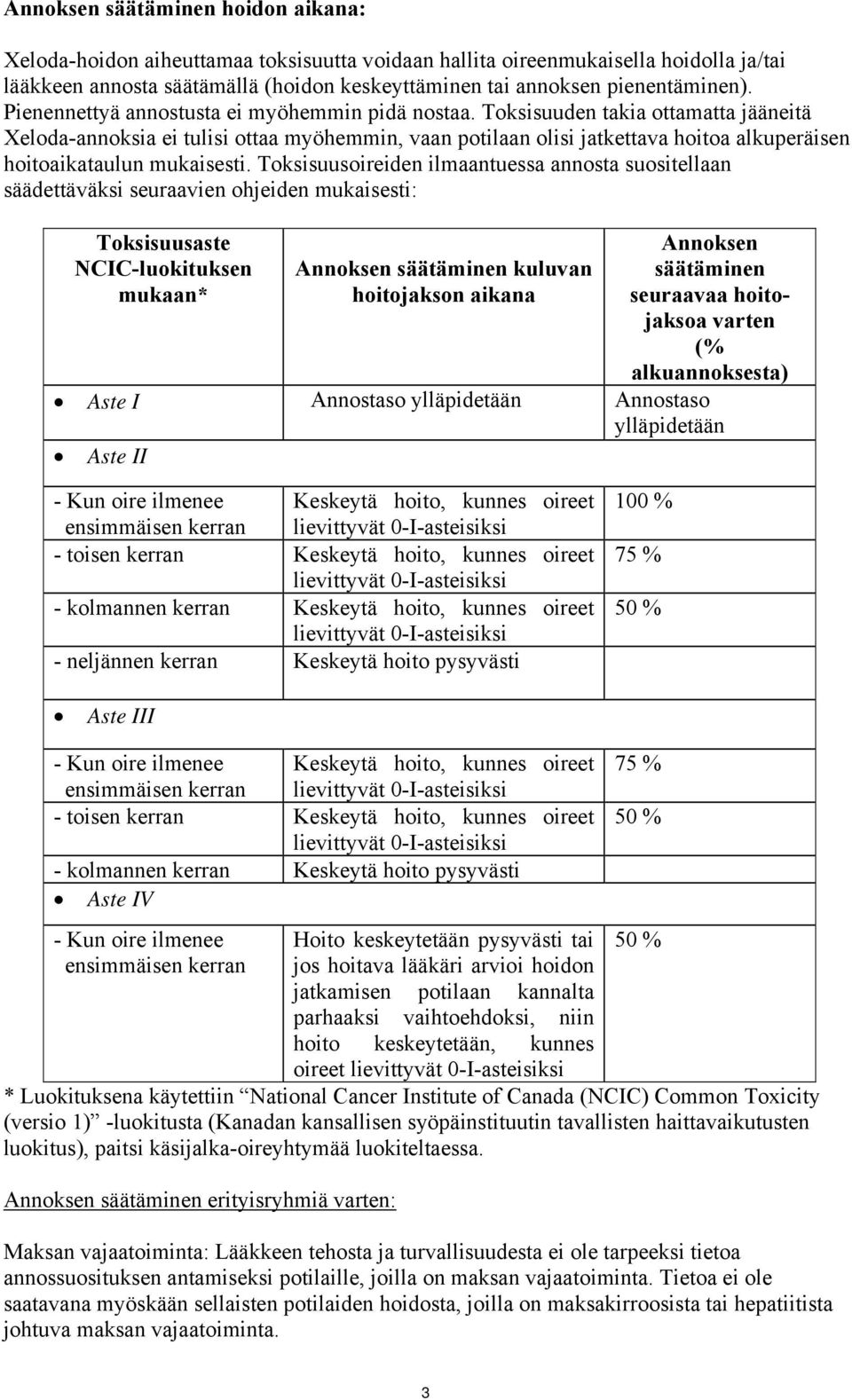Toksisuuden takia ottamatta jääneitä Xeloda-annoksia ei tulisi ottaa myöhemmin, vaan potilaan olisi jatkettava hoitoa alkuperäisen hoitoaikataulun mukaisesti.