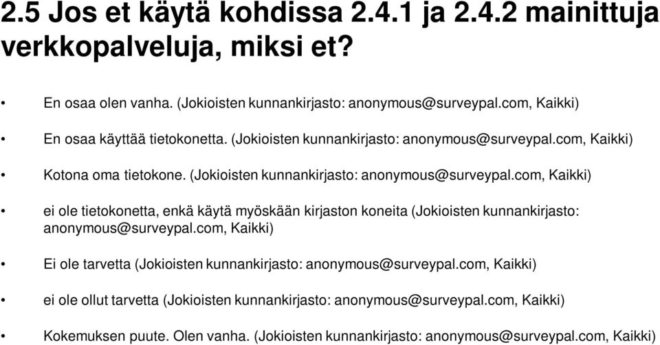 com, Kaikki) Kotona oma tietokone. (Jokioisten kunnankirjasto: anonymous@surveypal.