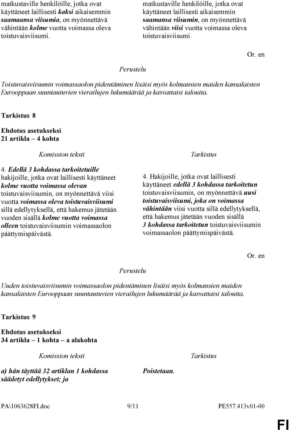 Toistuvaisviisumin voimassaolon pidentäminen lisäisi myös kolmansien maiden kansalaisten Eurooppaan suuntautuvien vierailujen lukumäärää ja kasvattaisi taloutta. 8 21 artikla 4 kohta 4.