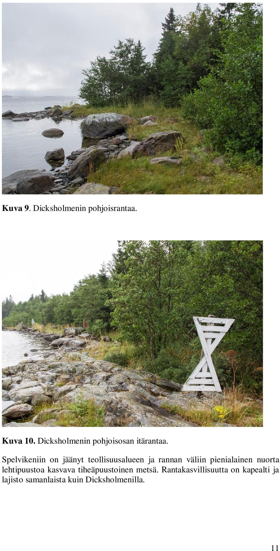 Spelvikeniin on jäänyt teollisuusalueen ja rannan väliin pienialainen