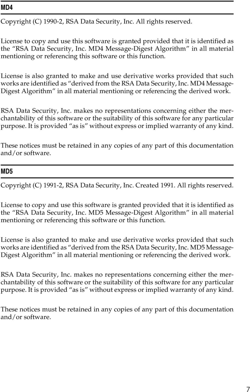 License is also granted to make and use derivative works provided that such works are identified as derived from the RSA Data Security, Inc.