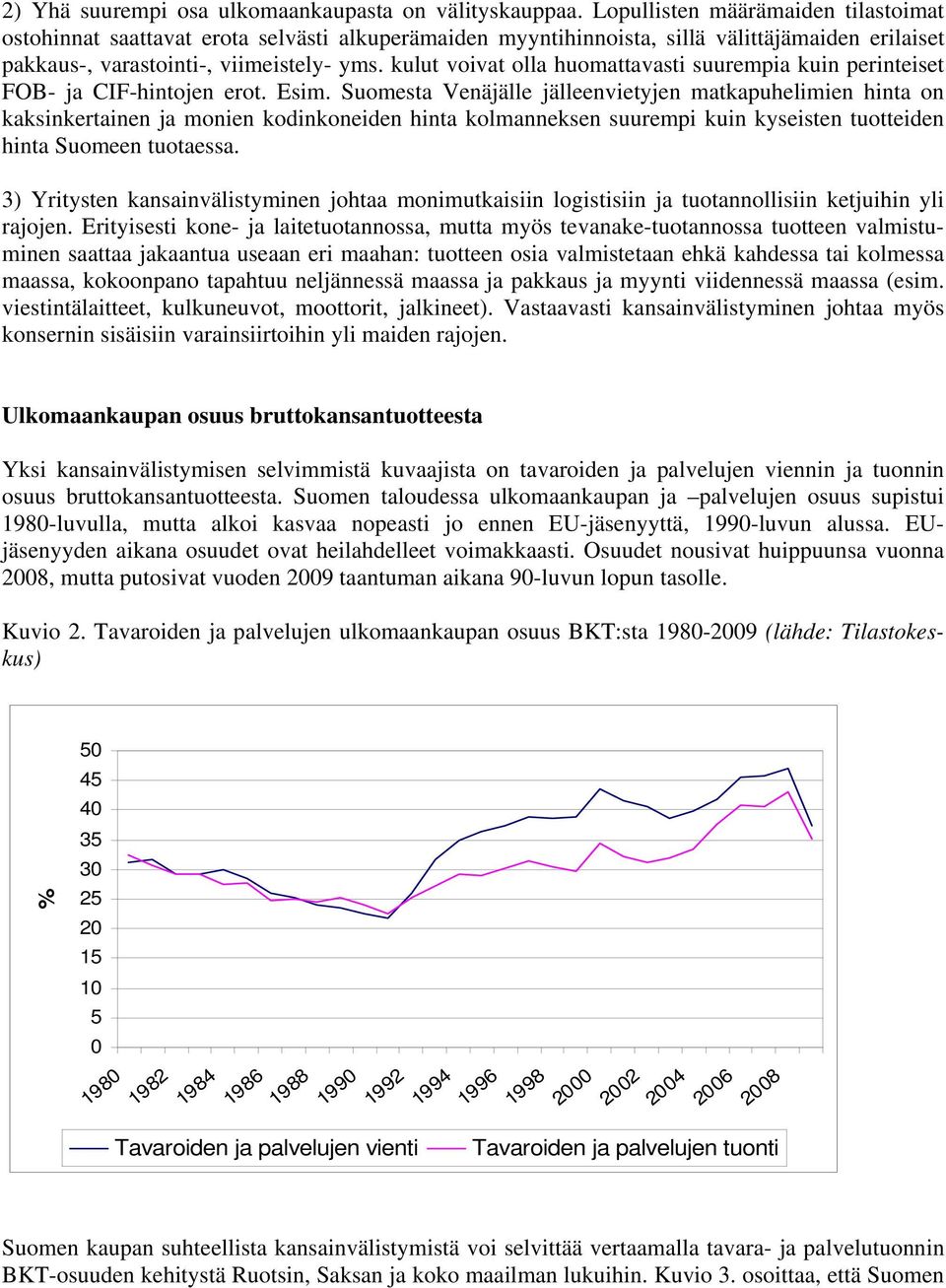 kulut voivat olla huomattavasti suurempia kuin perinteiset FOB- ja CIF-hintojen erot. Esim.