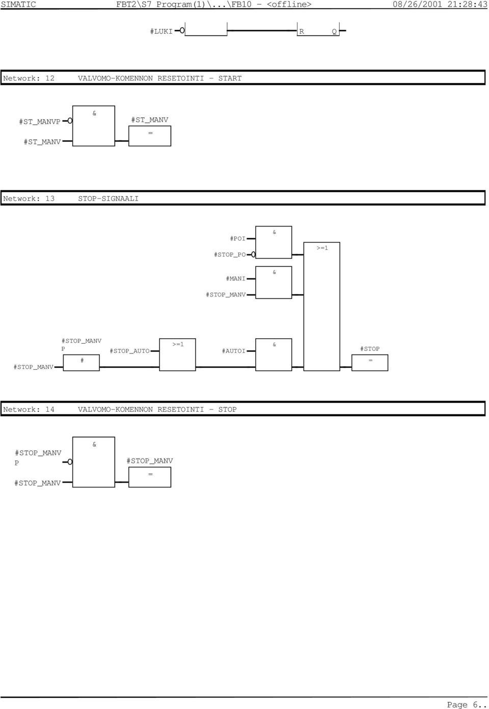 RESETOINTI - START ST_MANV ST_MANV ST_MANV Network: 13 STO-SIGNAALI OI STO_O