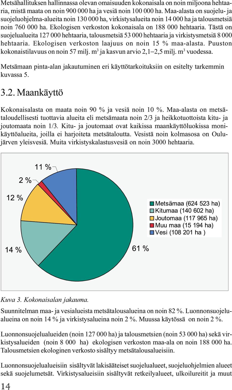 Tästä on suojelualueita 127 000 hehtaaria, talousmetsiä 53 000 hehtaaria ja virkistysmetsiä 8 000 hehtaaria. Ekologisen verkoston laajuus on noin 15 % maa-alasta.