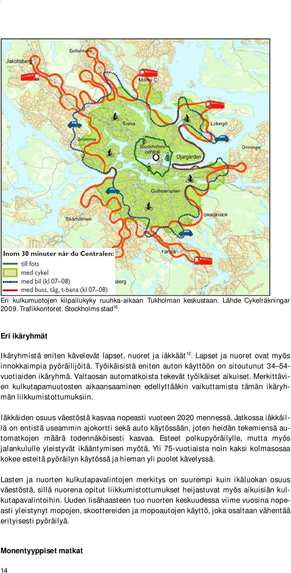 Työikäisistä eniten auton käyttöön on sitoutunut 34 54- vuotiaiden ikäryhmä. Valtaosan automatkoista tekevät työikäiset aikuiset.