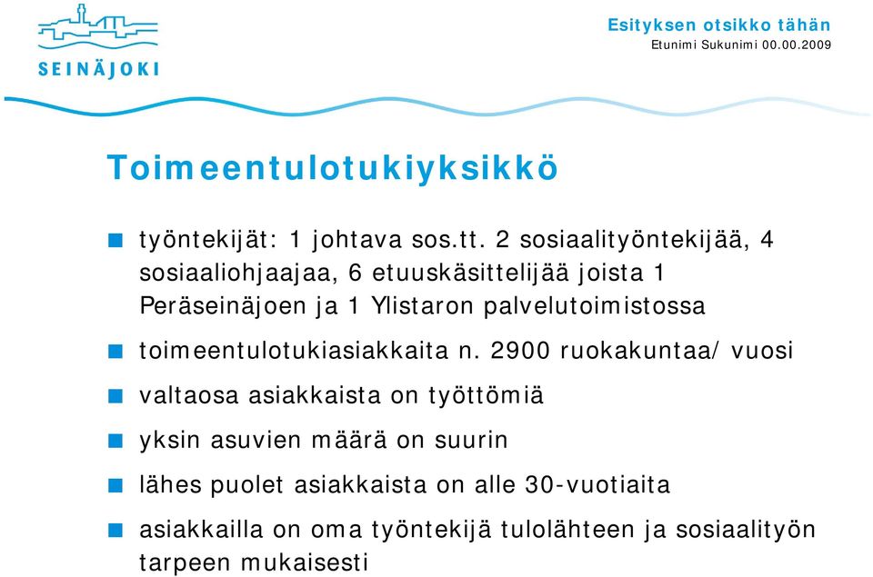 palvelutoimistossa toimeentulotukiasiakkaita n.