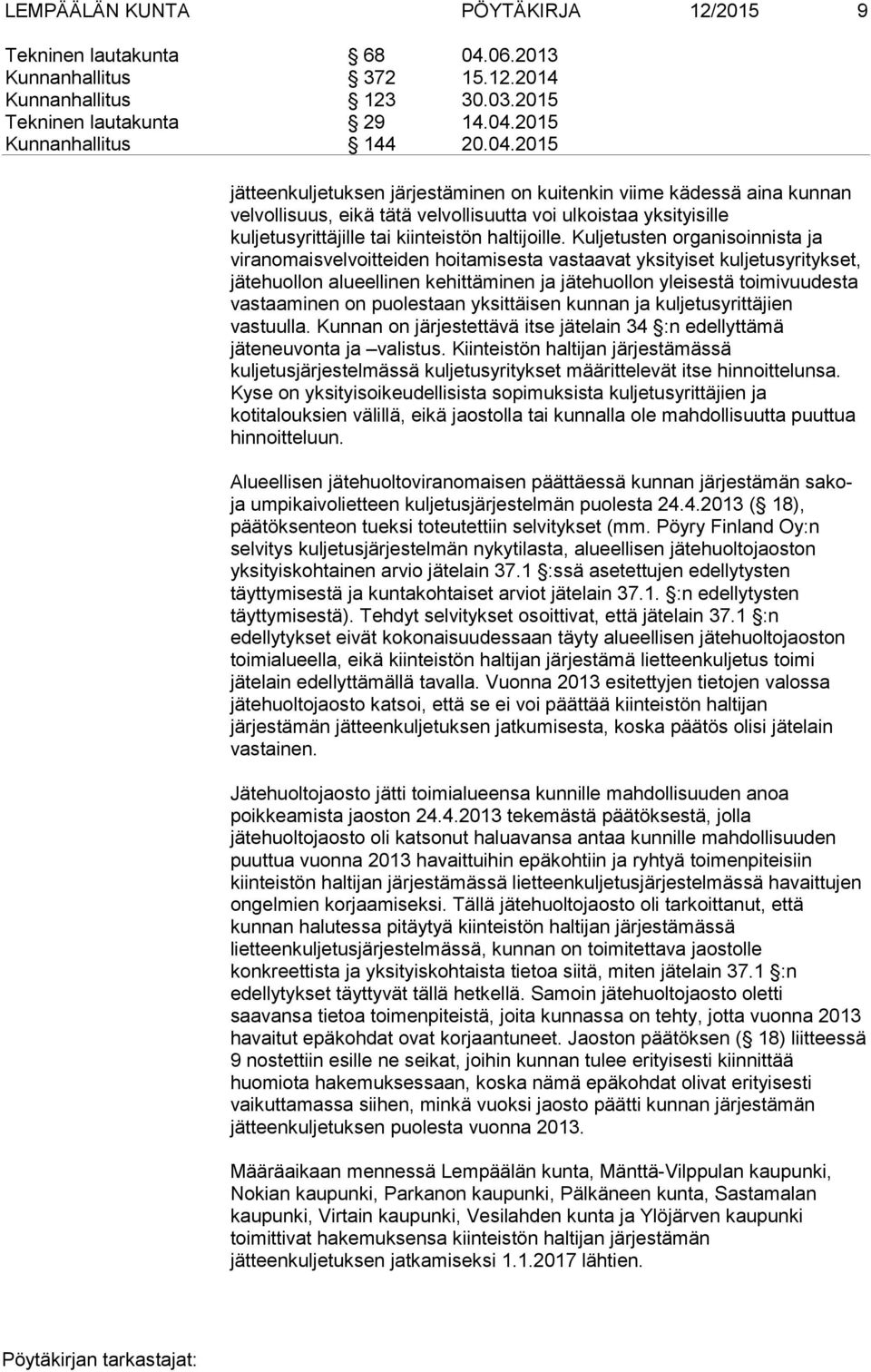 2015 Kunnanhallitus 144 20.04.