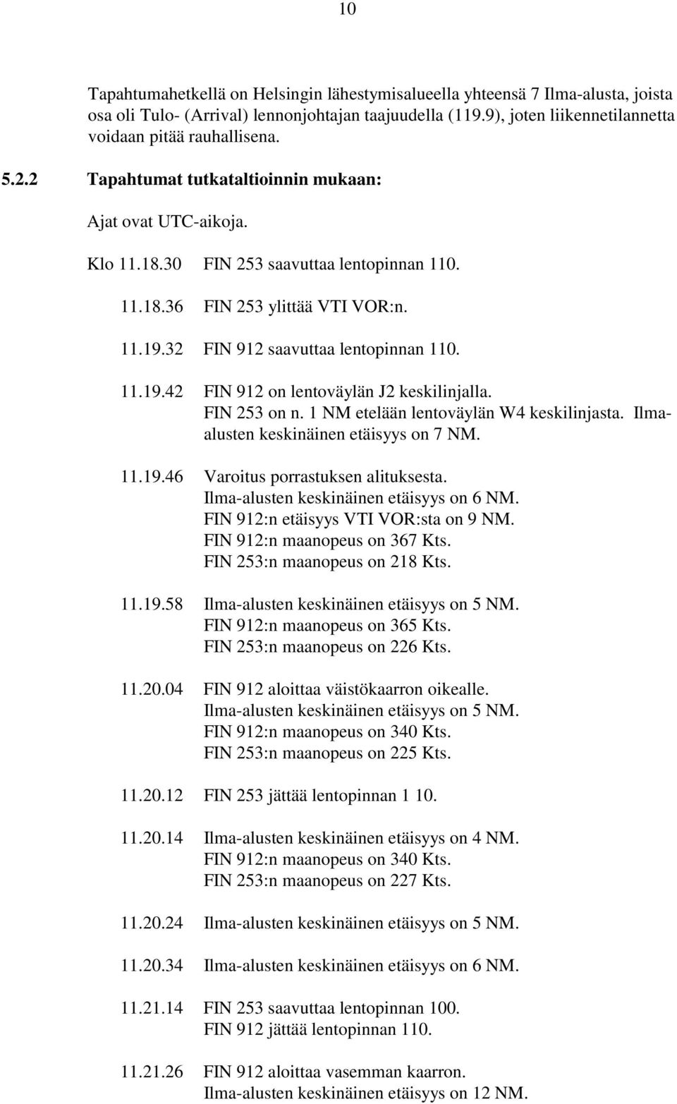 FIN 253 on n. 1 NM etelään lentoväylän W4 keskilinjasta. Ilmaalusten keskinäinen etäisyys on 7 NM. 11.19.46 Varoitus porrastuksen alituksesta. Ilma-alusten keskinäinen etäisyys on 6 NM.