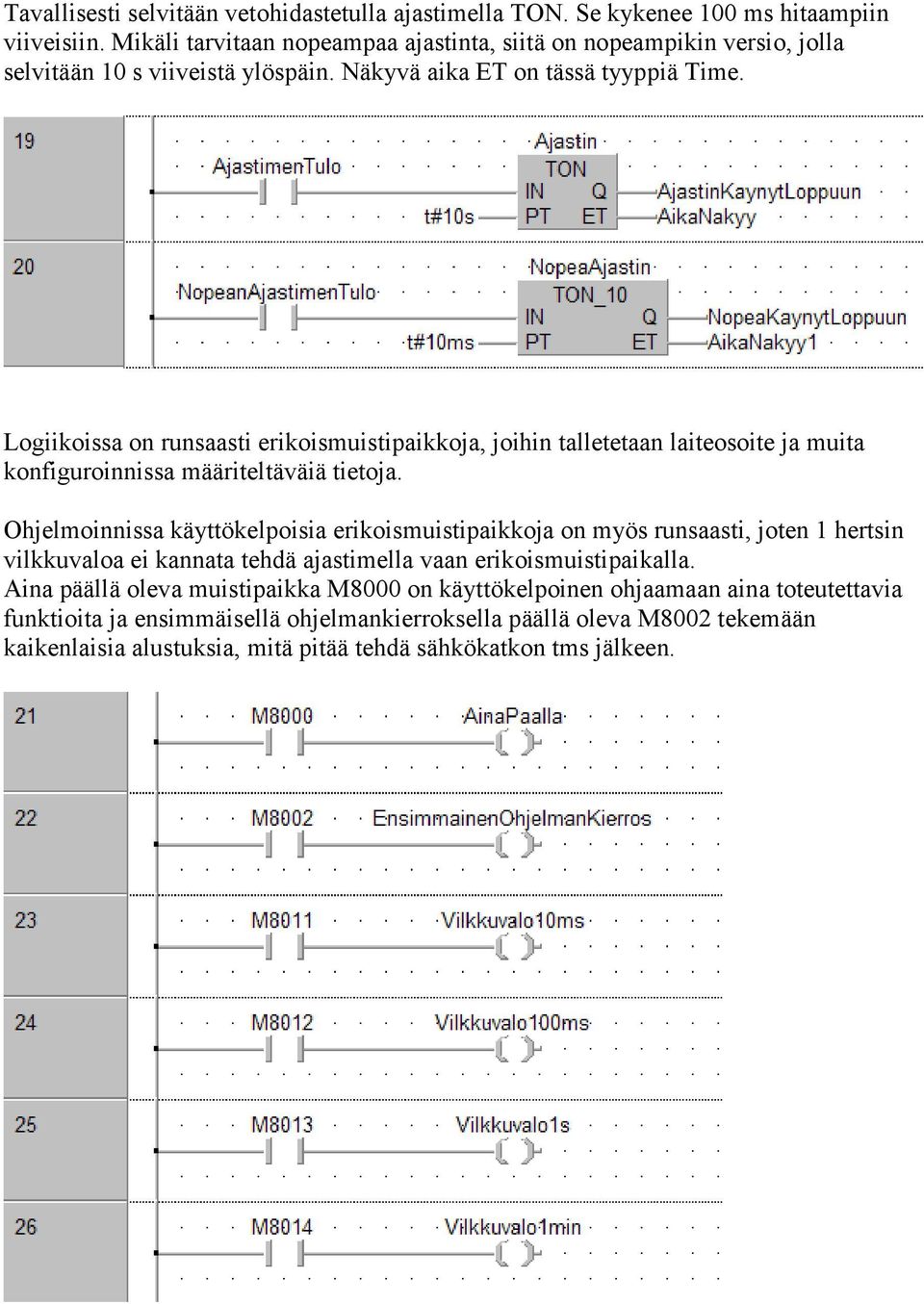 Logiikoissa on runsaasti erikoismuistipaikkoja, joihin talletetaan laiteosoite ja muita konfiguroinnissa määriteltäväiä tietoja.