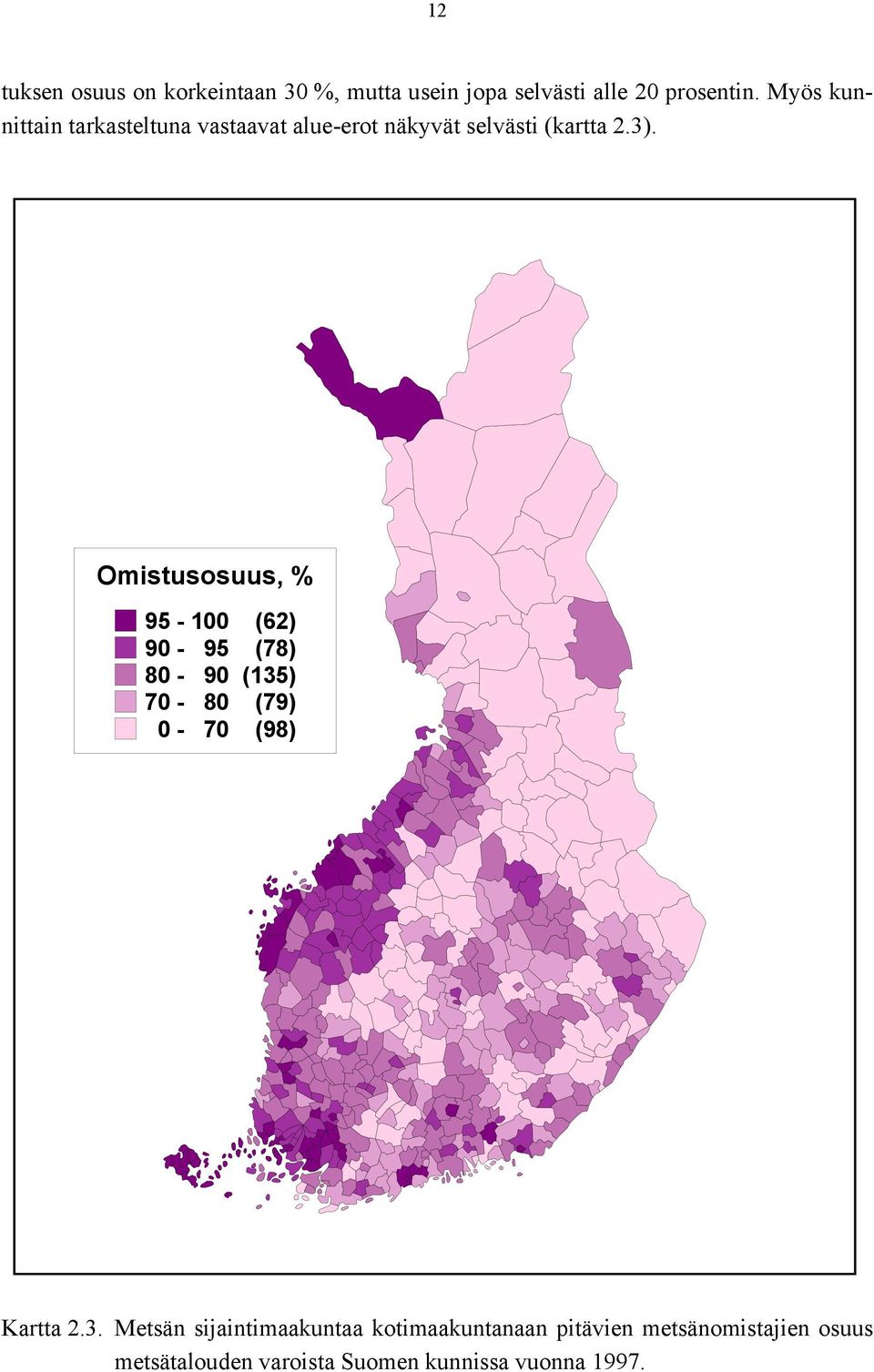 Omistusosuus, % 95-100 (62) 90-95 (78) 80-90 (135