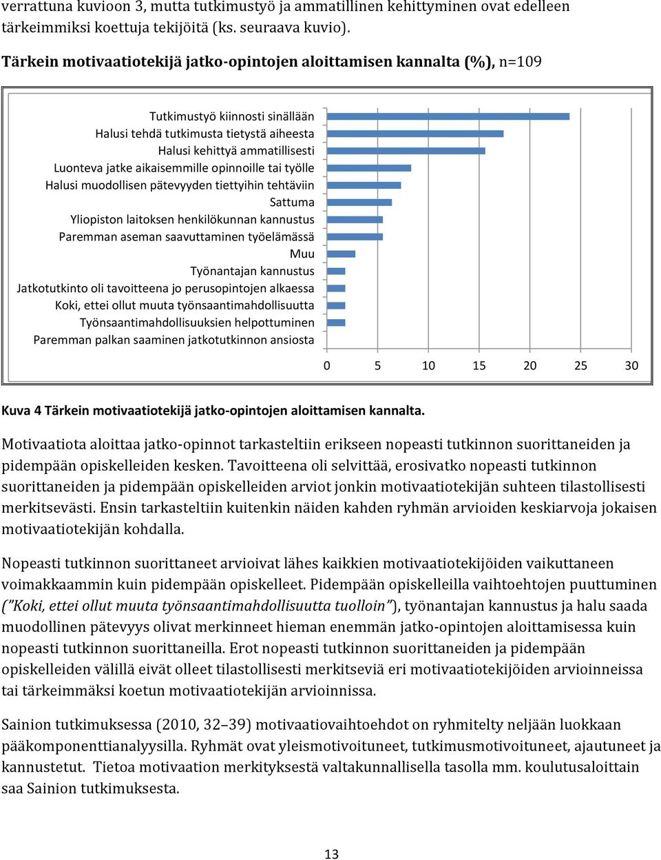 aikaisemmille opinnoille tai työlle Halusi muodollisen pätevyyden tiettyihin tehtäviin Sattuma Yliopiston laitoksen henkilökunnan kannustus Paremman aseman saavuttaminen työelämässä Muu Työnantajan