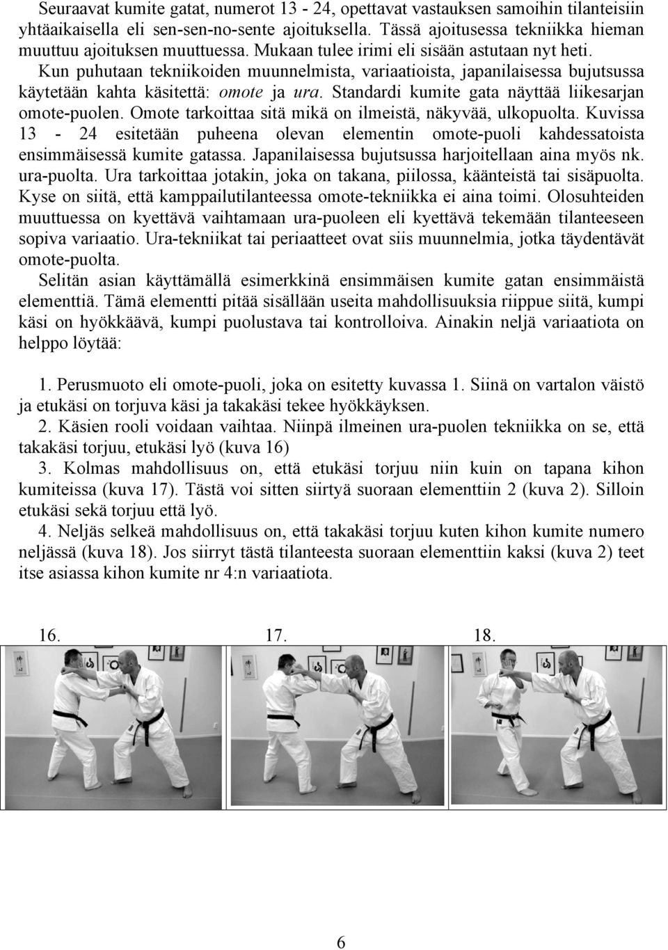Standardi kumite gata näyttää liikesarjan omote-puolen. Omote tarkoittaa sitä mikä on ilmeistä, näkyvää, ulkopuolta.