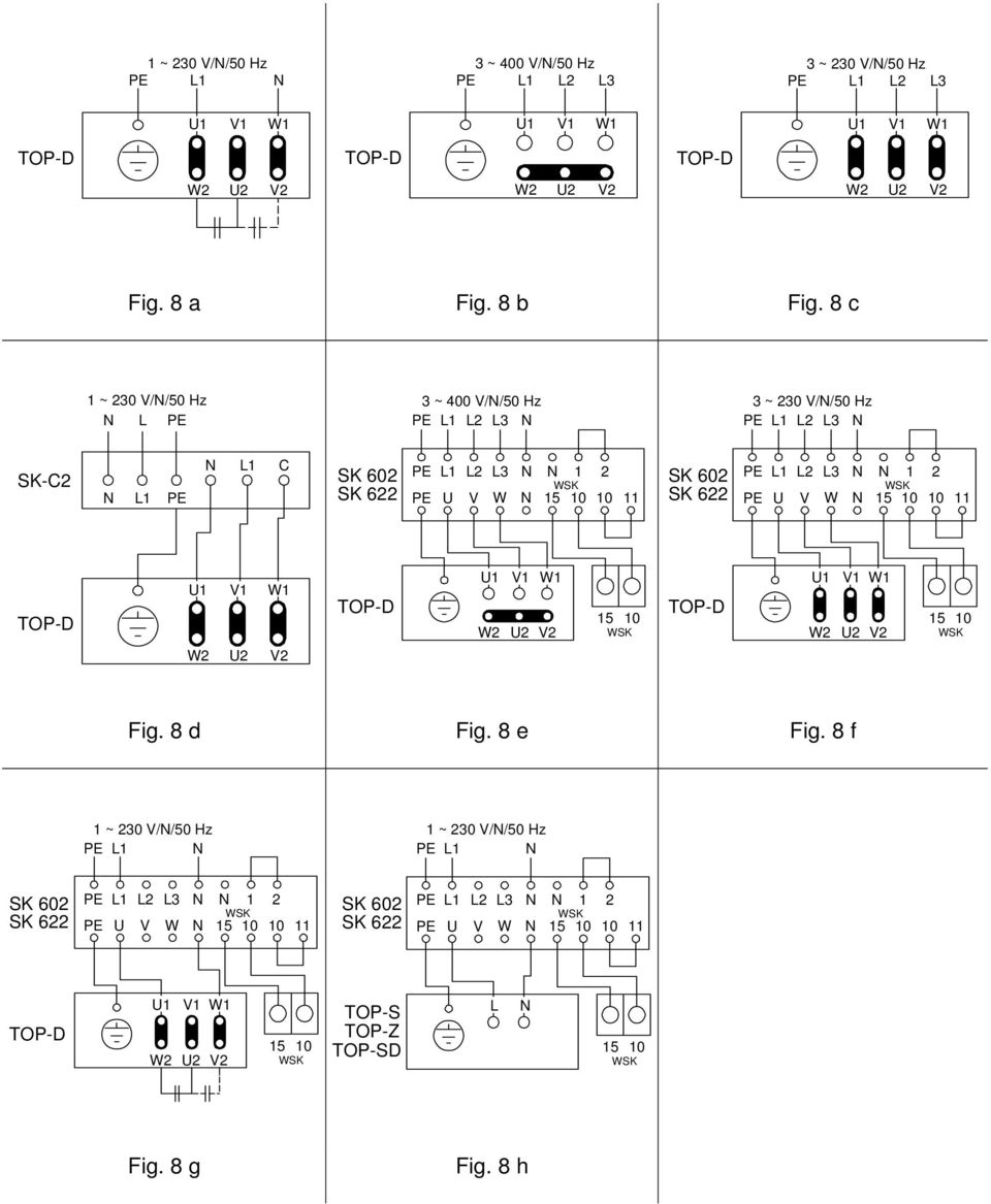 U L2 V L3 N N 1 2 WSK W N 15 10 10 11 TOP-D U1 V1 W1 W2 U2 V2 TOP-D U1 V1 W1 W2 U2 V2 15 10 WSK TOP-D U1 V1 W1 W2 U2 V2 15 10 WSK Fig. 8 d Fig. 8 e Fig.