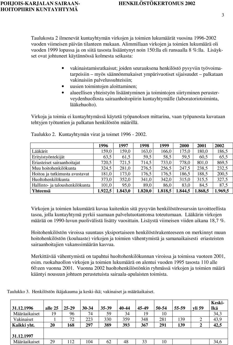 Lisäykset ovat johtuneet käytännössä kolmesta seikasta: vakinaistamisratkaisut; joiden seurauksena henkilöstö pysyviin työvoimatarpeisiin myös säännönmukaiset ympärivuotiset sijaisuudet palkataan