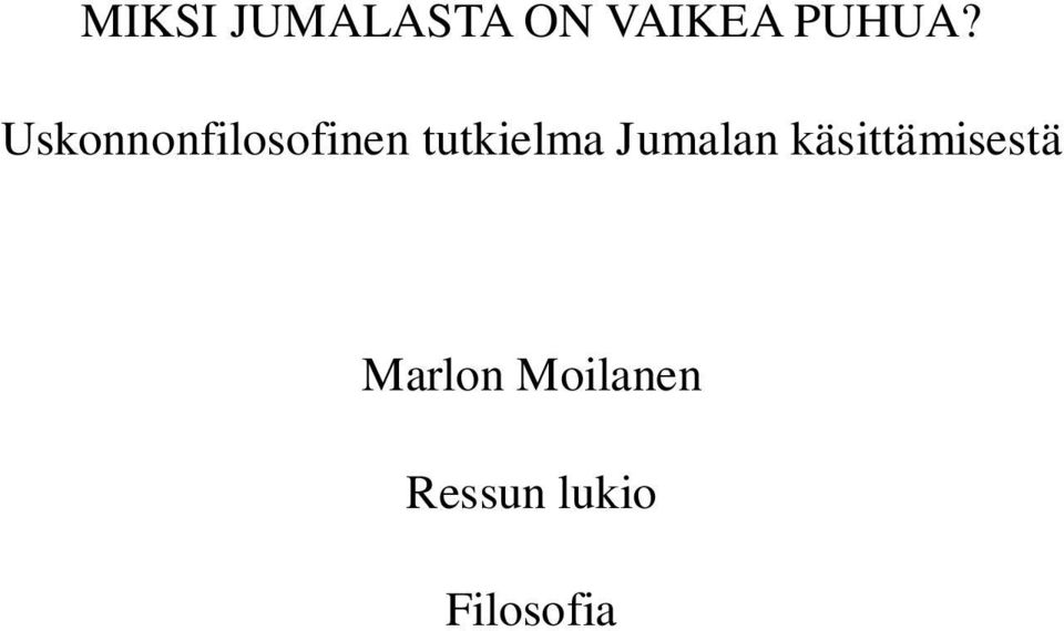 Uskonnonfilosofinen tutkielma