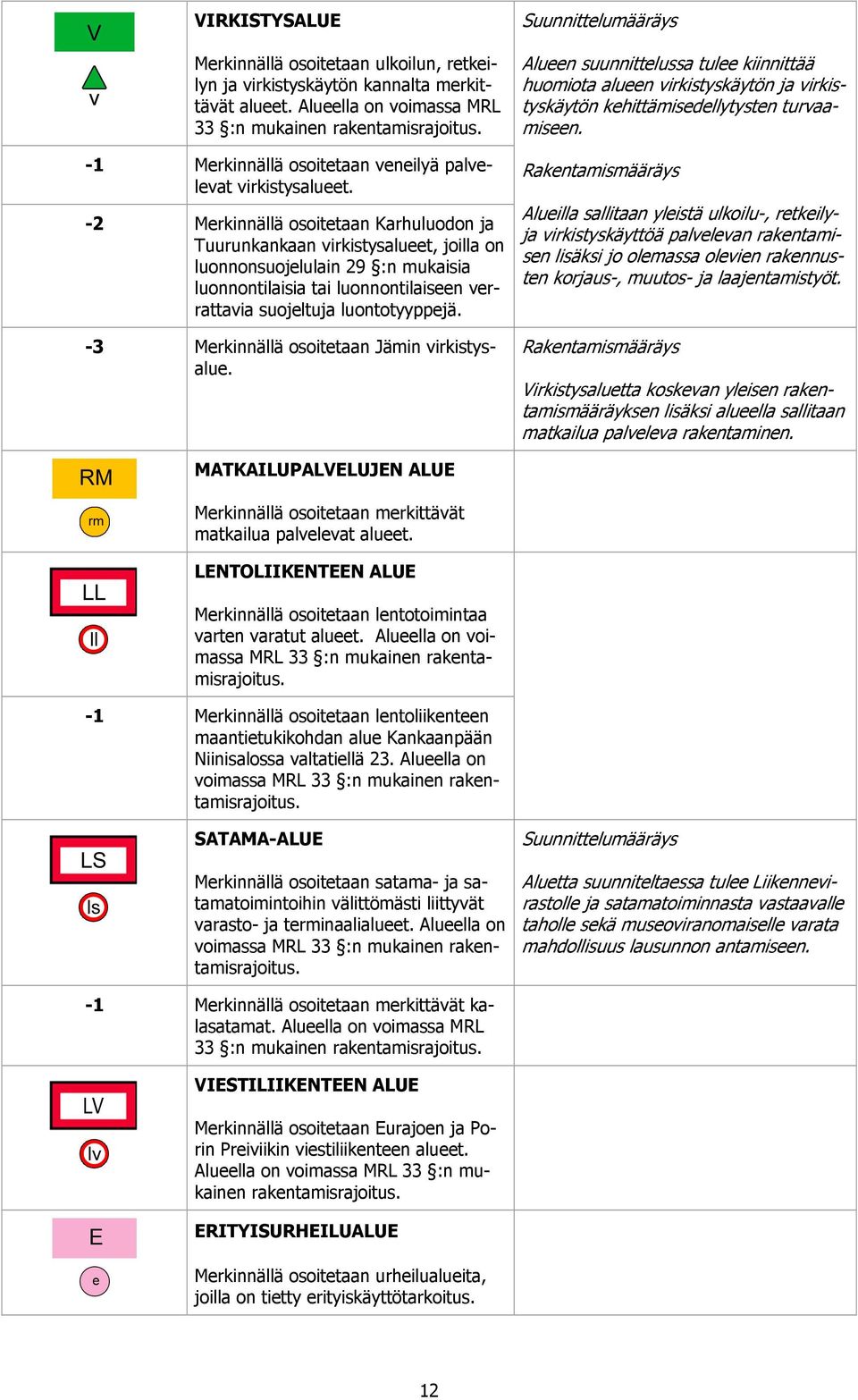 -2 Merkinnällä osoitetaan Karhuluodon ja Tuurunkankaan virkistysalueet, joilla on luonnonsuojelulain 29 :n mukaisia luonnontilaisia tai luonnontilaiseen verrattavia suojeltuja luontotyyppejä.