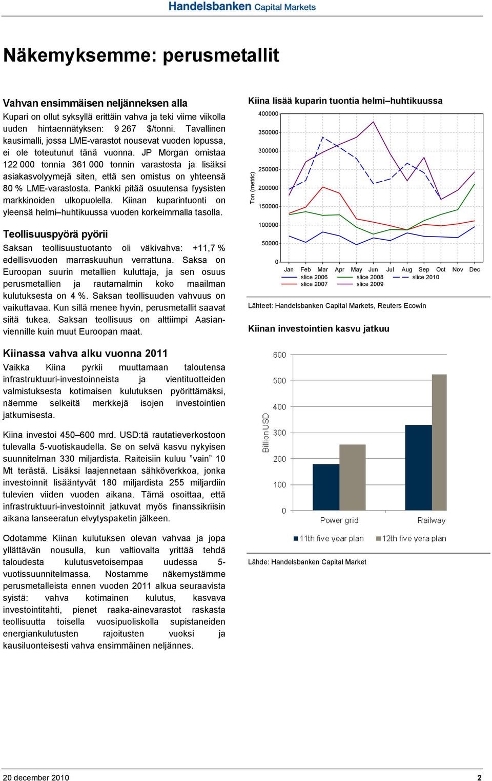 JP Morgan omistaa 122 tonnia 361 tonnin varastosta ja lisäksi asiakasvolyymejä siten, että sen omistus on yhteensä 8 % LME-varastosta. Pankki pitää osuutensa fyysisten markkinoiden ulkopuolella.