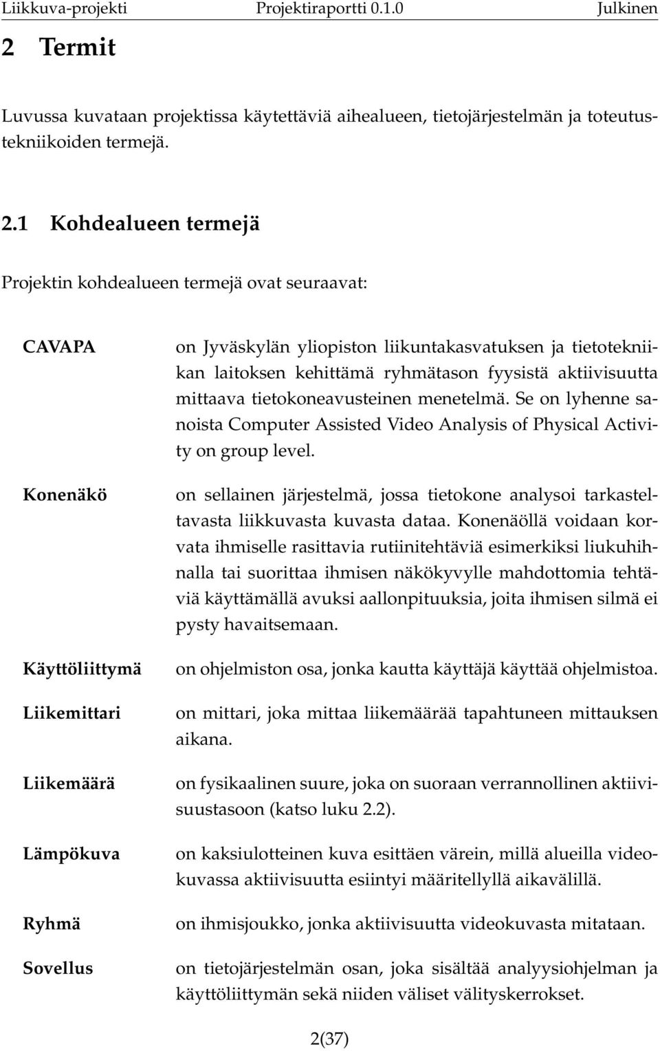 tietotekniikan laitoksen kehittämä ryhmätason fyysistä aktiivisuutta mittaava tietokoneavusteinen menetelmä.