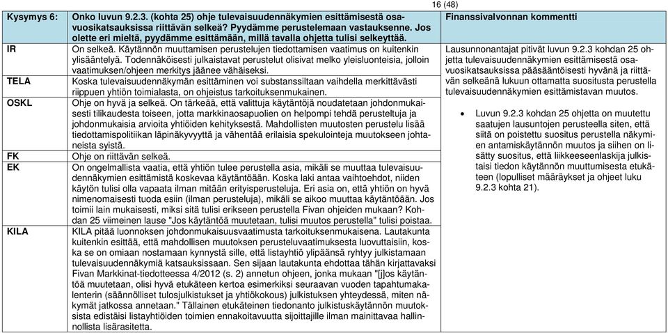 Käytännön muuttamisen perustelujen tiedottamisen vaatimus on kuitenkin ylisääntelyä.