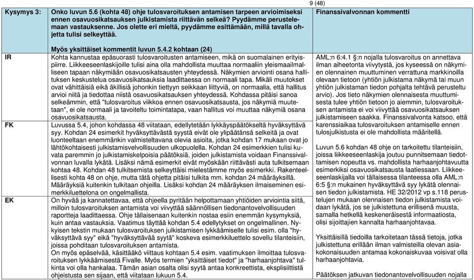 Liikkeeseenlaskijoille tulisi aina olla mahdollista muuttaa normaaliin yleismaailmalliseen tapaan näkymiään osavuosikatsausten yhteydessä.