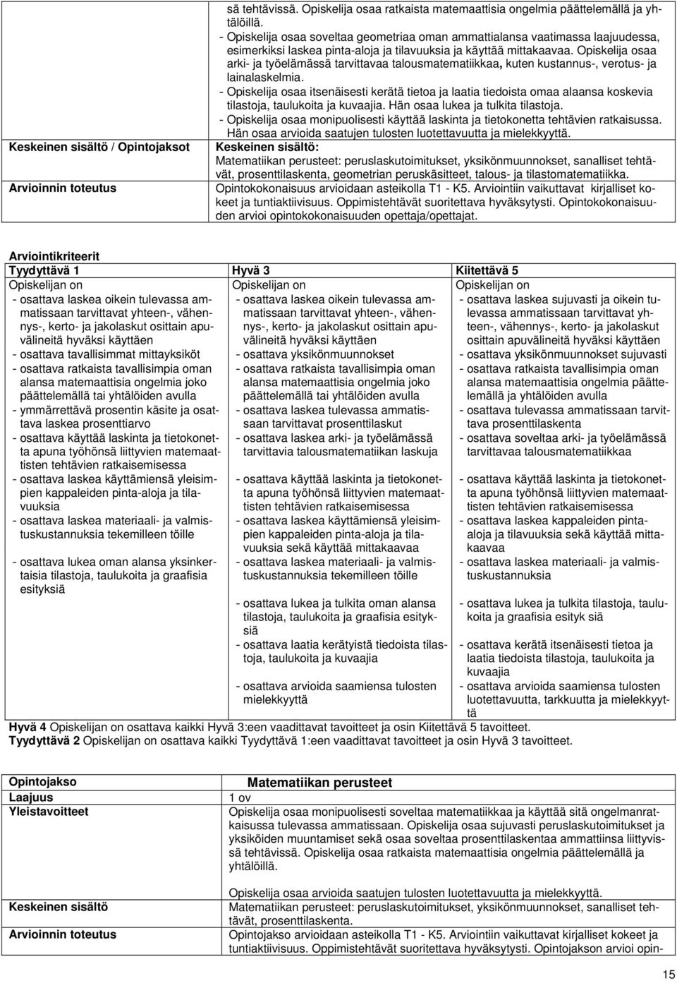 osaa arki- ja työelämässä tarvittavaa talousmatematiikkaa, kuten kustannus-, verotus- ja lainalaskelmia.