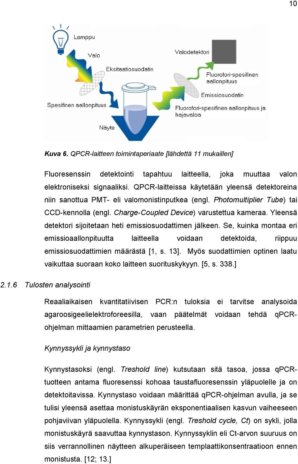 Yleensä detektori sijoitetaan heti emissiosuodattimen jälkeen. Se, kuinka montaa eri emissioaallonpituutta laitteella voidaan detektoida, riippuu emissiosuodattimien määrästä [1, s. 13].