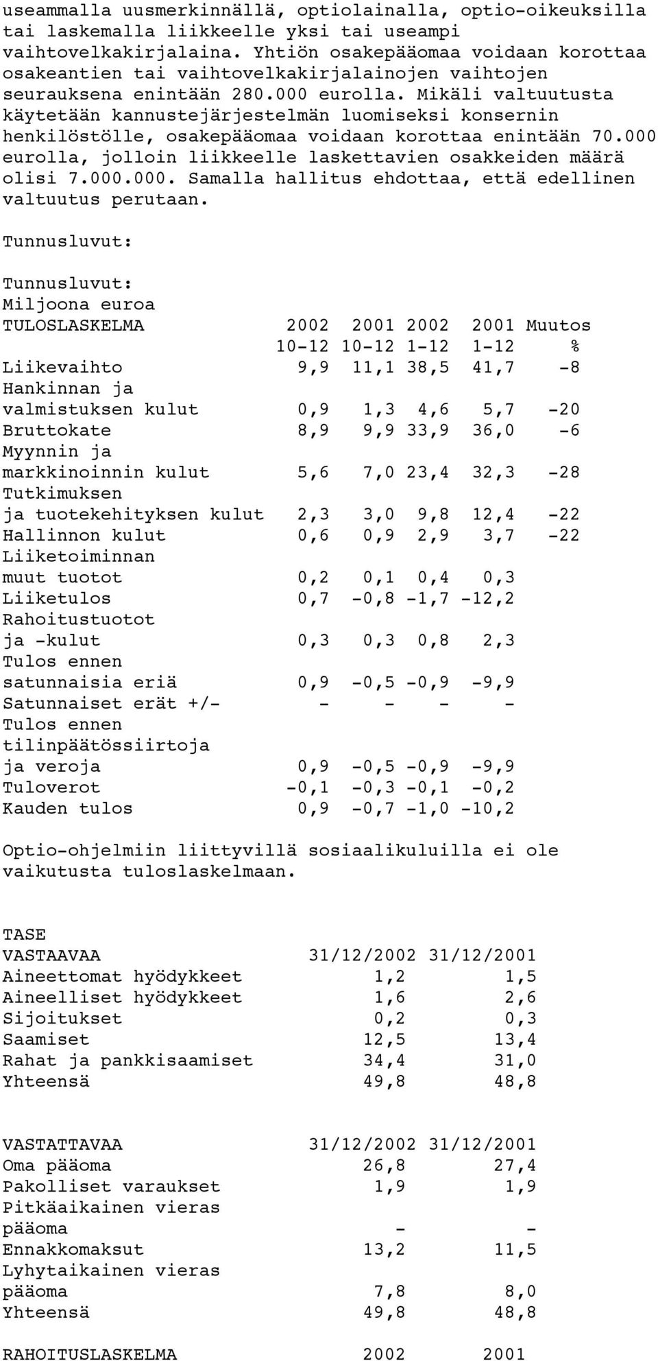 Mikäli valtuutusta käytetään kannustejärjestelmän luomiseksi konsernin henkilöstölle, osakepääomaa voidaan korottaa enintään 70.000 eurolla, jolloin liikkeelle laskettavien osakkeiden määrä olisi 7.